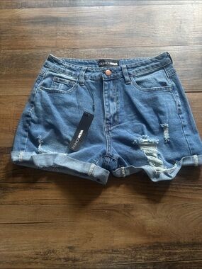 Fashion Nova Light Blue Distressed Cuffed Denim Shorts